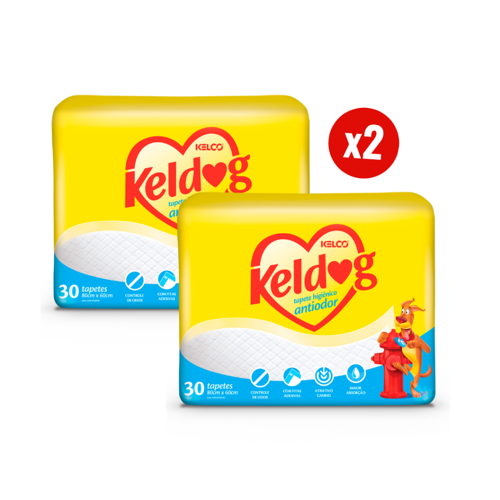 Kit 2 Tapete Higiênico Kelco Antiodor 30 Unidades Keldog