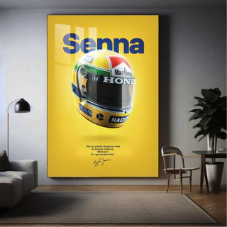 Quadro Decorativo Ayrton Senna Capacete - Frase Motivacional - Sala Quarto Hall