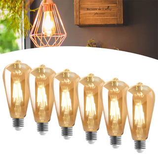 Kit 6 Lâmpada Filamento Led Retrô Vintage 4w Luz Quente St64