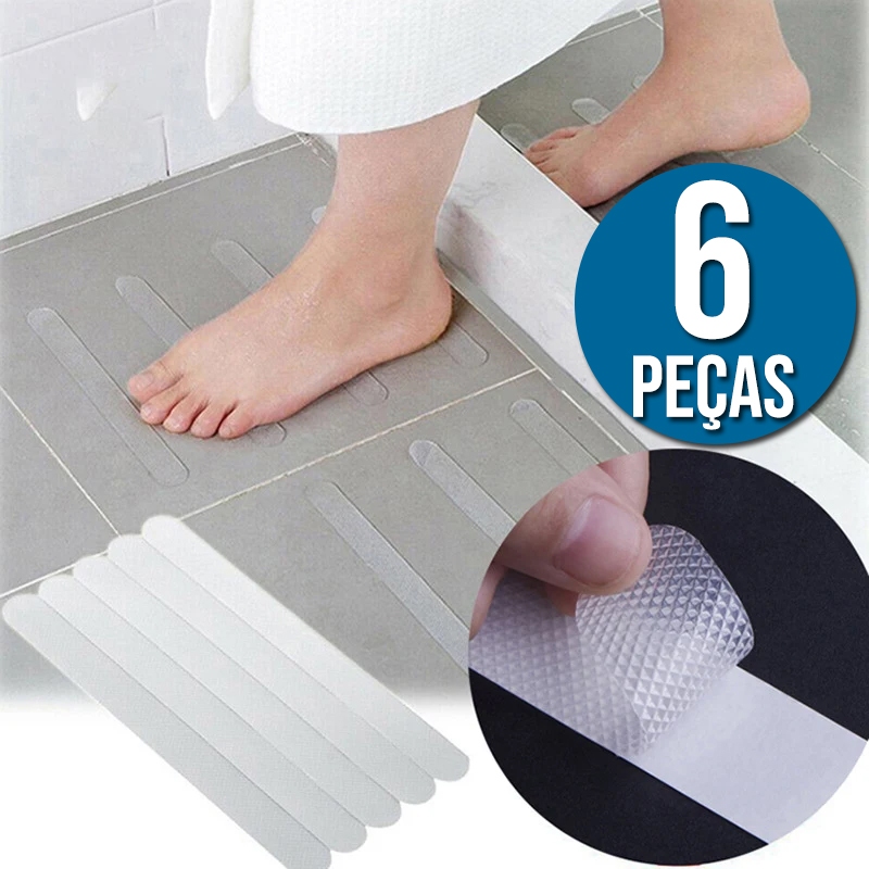 6 Peças Fita Auto adesiva Antiderrapante Resistente Transparente P/Escadas Box Degraus e Superfícies Lisas