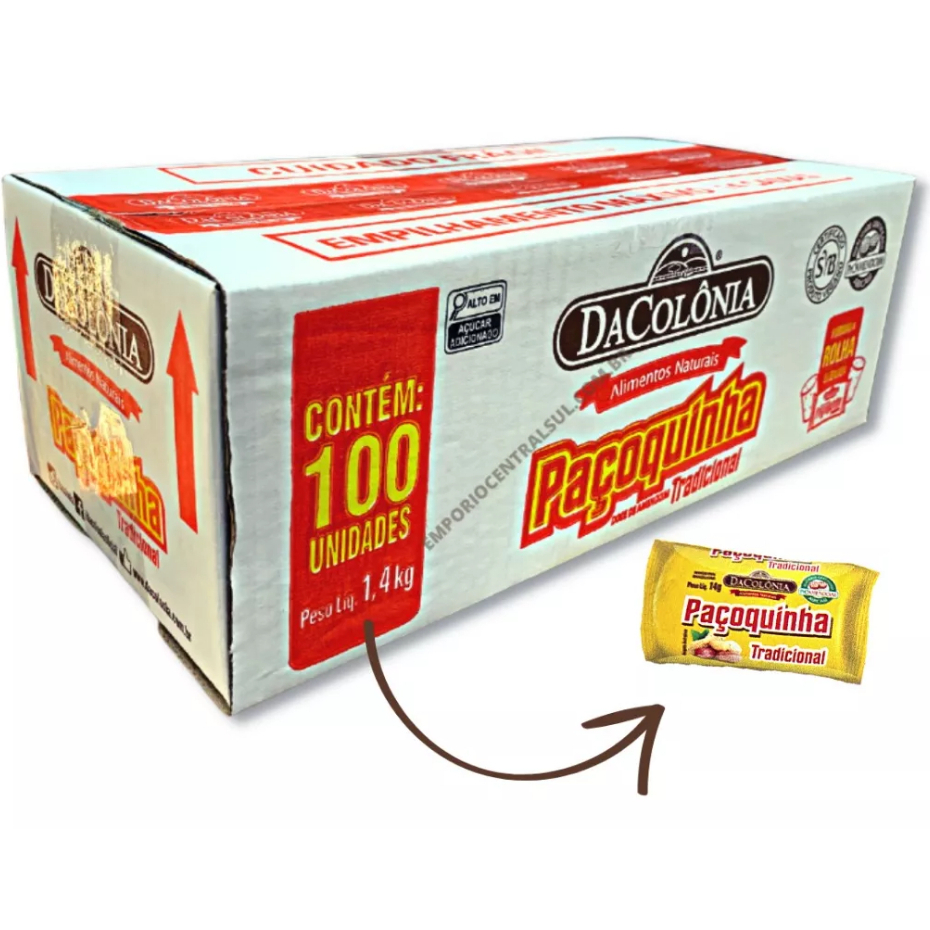 Paçoca Rolha Tradicional Caixa Com 100un - Dacolônia | Shopee Brasil