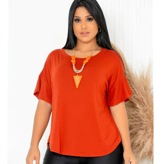 Blusa Feminina Mullet Curve Soltinha Manga Curta Morcego Plus Size