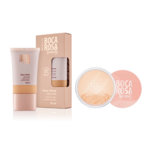 KIT Boca Rosa Pó Solto Mármore + Base 2 Pecas