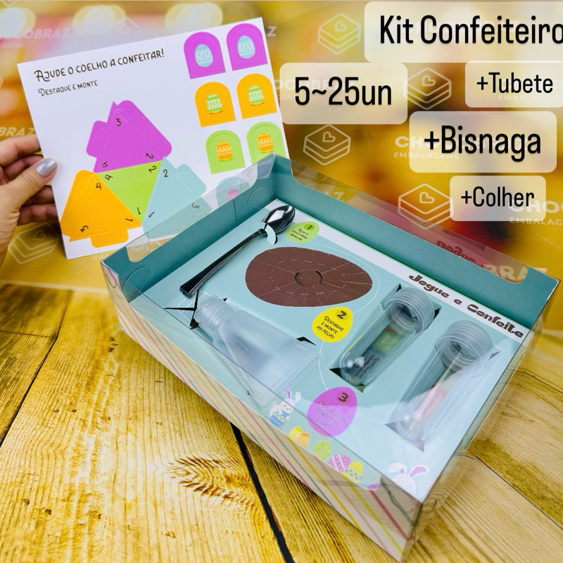 5~25 CAIXAS KIT MINI CONFEITEIRO COLORIDO COMPLETO COM BISNAGA COLHER E ...