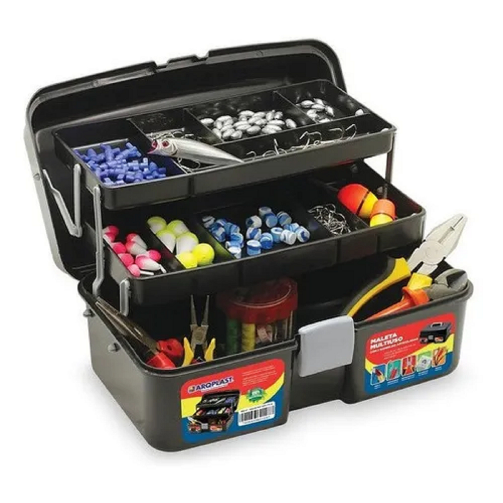 Maleta Multiuso Organizadora Preta Com 2 Bandejas