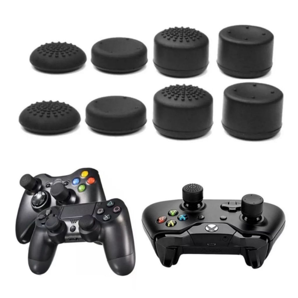 Kit 8 Grips Extensores P Analógicos Joystick PS3, PS4, PS5/ X-Box 360, ONE S/X, Series S/X