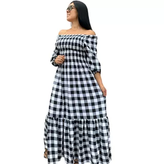 Vestido xadrez plus size