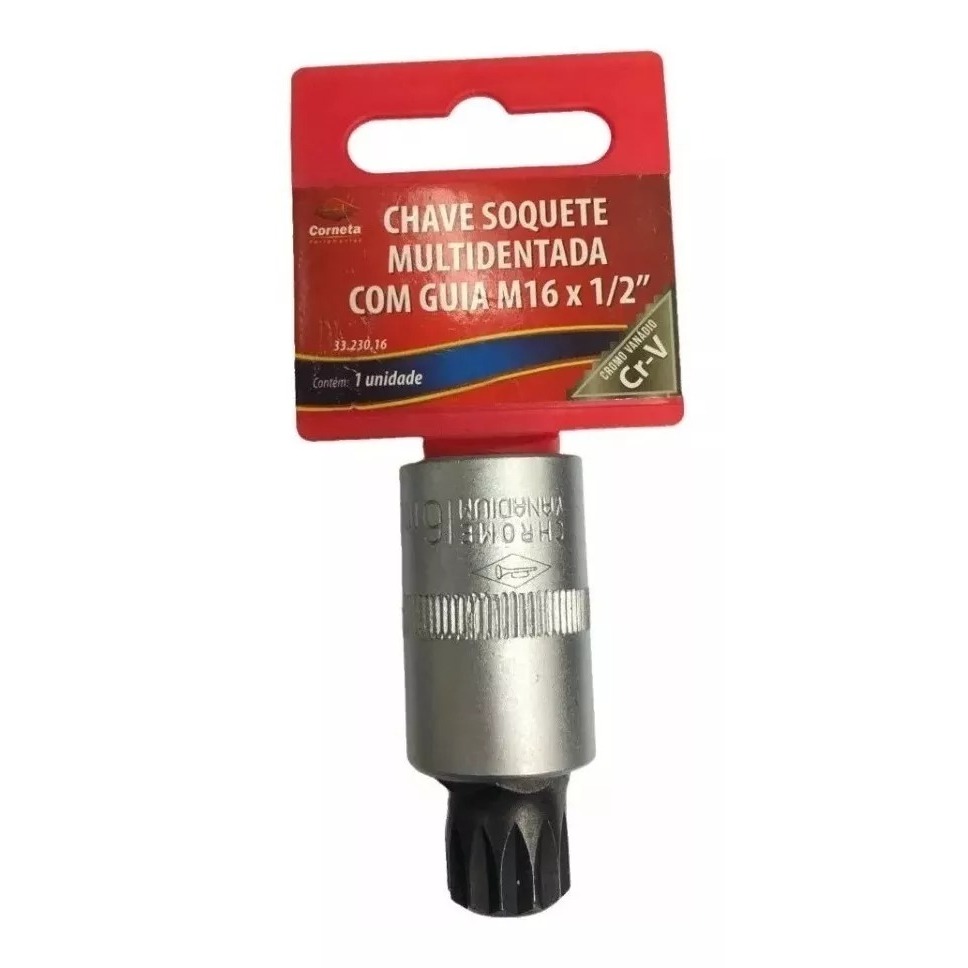 Soquete Multidentado Curto 1/2 M16 Com Guia - Corneta