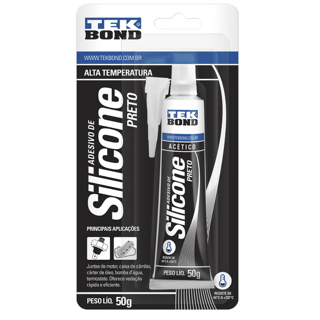 Cola Silicone Alta Temperatura Preto Automotivo Tek Bond 50g