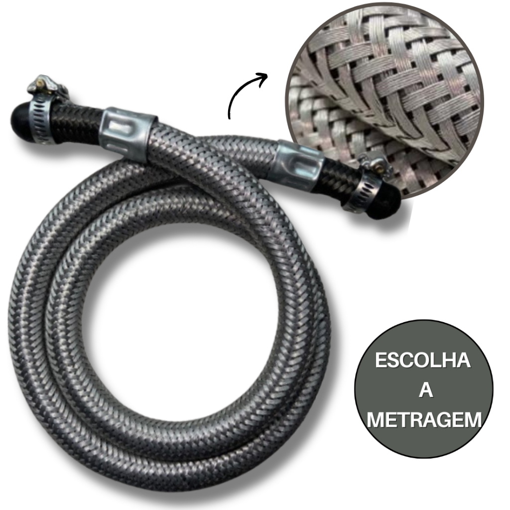 Mangueira Flexível Borracha Nitrílica P/ Gás Malha Trançada Aço
