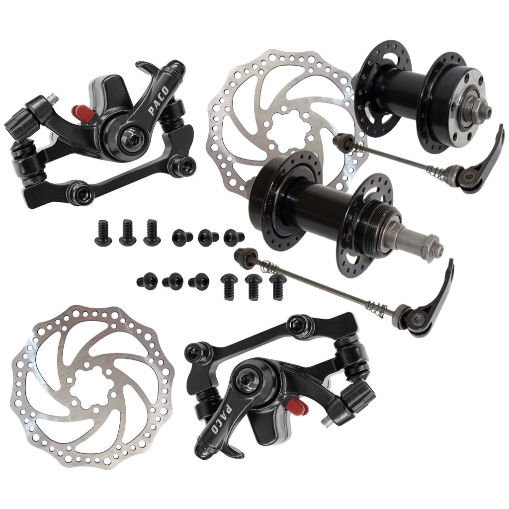 Kit Freio A Disco Bike Completo Cubos Rosca 6/7/8V Mecanico Preto ( Custo Beneficio )