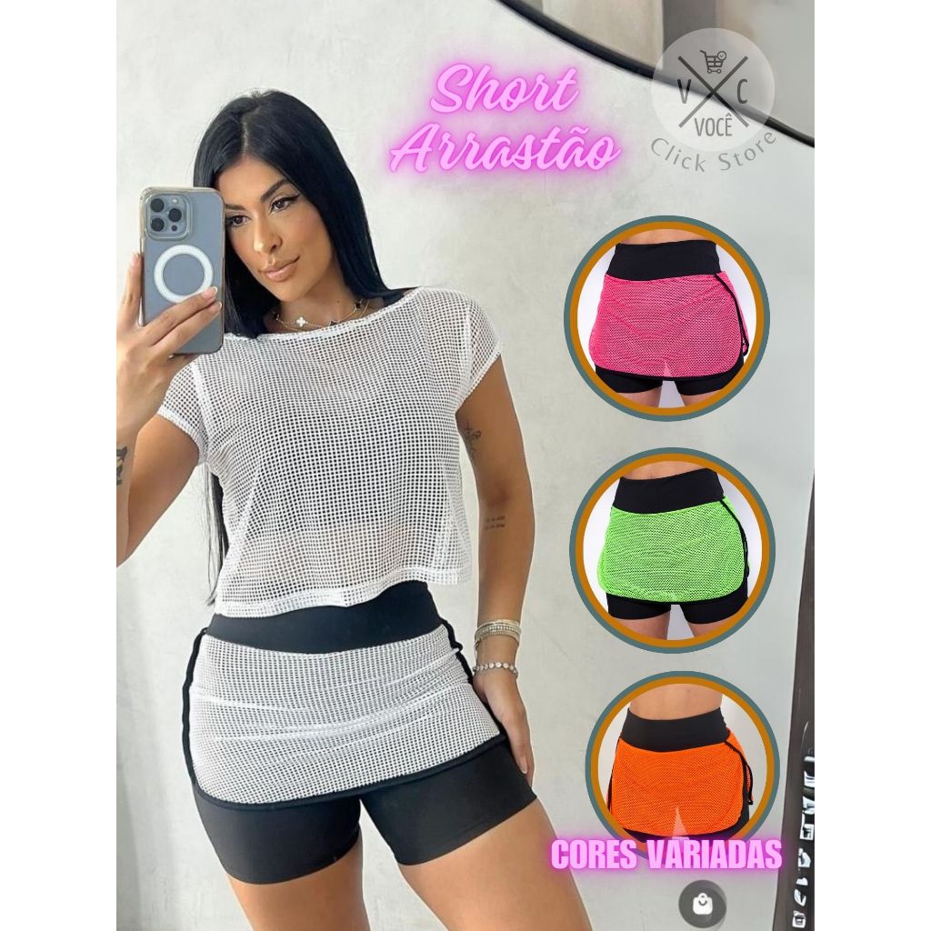 Short Saia Femenino Com Cinto De Amarração Malha Crepe Tendencia