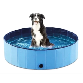 Piscina Dobrável Animais De Estimação PVC Azul Portátil Pet