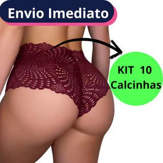 Kit com 10 Calcinhas em Renda Feminina Cores Variadas Confortáveis Calcinha Feminina Lingere Short Sexy