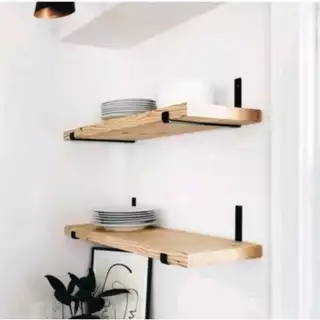 Kit 2 Prateleira Industrial Com Mão francesa de ferro invertida Nicho Decoração rustica decorar
