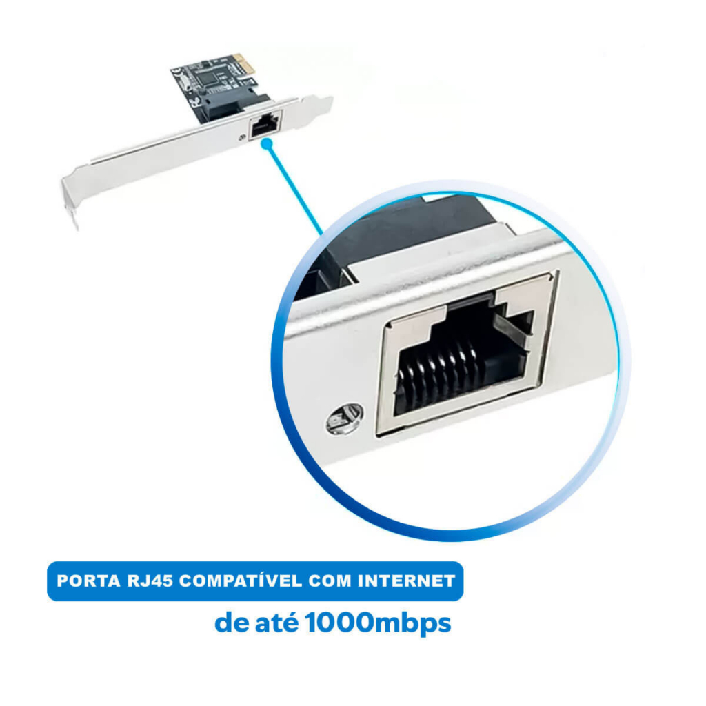 Placa de Rede Internet PC Desktop Gigabit PCI Express 1000 Mbps RJ45 ...