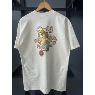 camiseta oversized masculina GOLD QUERUBIN 100% algodão fio 30.1 penteado streetwear y2k