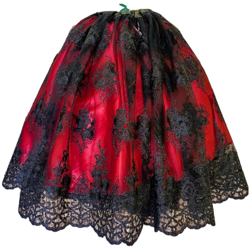 Tule Bordado Saia De Pomba Gira Preta E Vermelha Saia De Pombagira