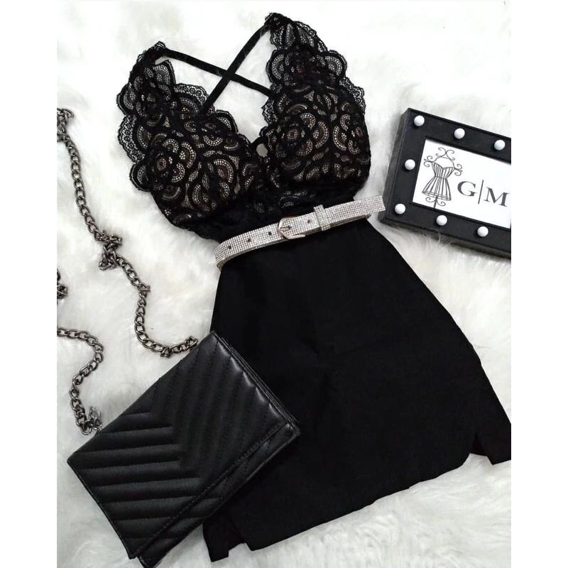 conjunto bory feminino verão e short saia fenda