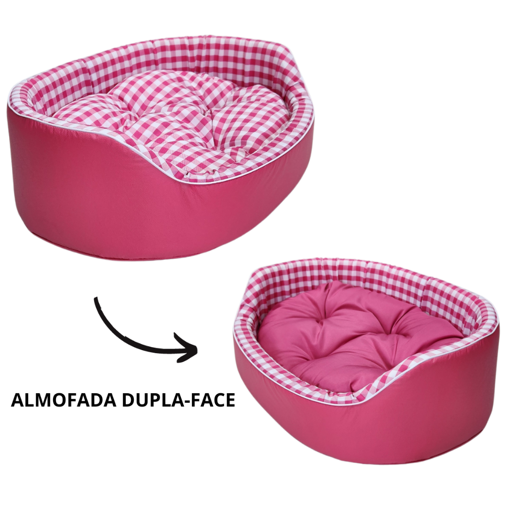 CAMINHA PET CAMA EUROPA GATO CACHORRO LAVÁVEL BINNOPET DUBAI XADREZ ROSA