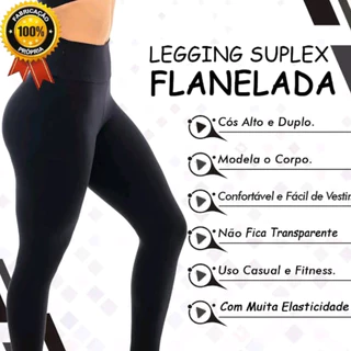 Calça Legging Suplex Flanelada Forrada Por Dentro Costura Reforçada Térmica Grossa Peluciada
