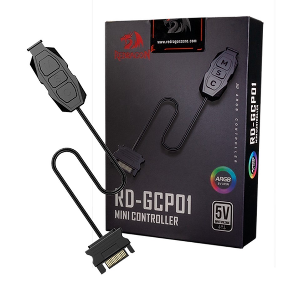 Controladora Redragon ARGB 5V Botão Manual Plug Sata Controlador 3pin Controle de Led Endereçável