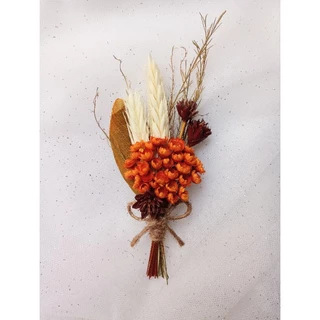 Flor de Lapela Rústica com flores secas para Noivo padrinhos de casamento