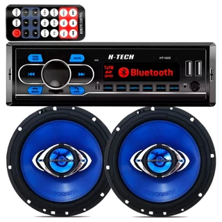 Aparelho Som Carro Radio Mp3 Bluetooth + 2 Falantes 6 Hurricane 130w