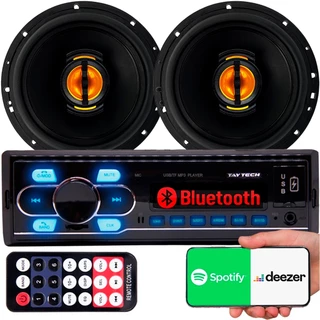 Par De Auto Falantes 6 Polegadas 110w Jb Flex + Radio Fm Carro Som automotivo Bluetooth Usb