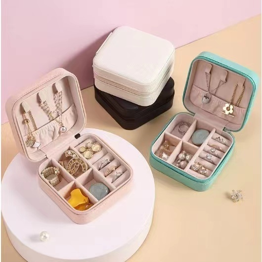 KIT 5 Porta Joia De Bolsa Para Viagem Portáticaixa de armazenamento bolsa anel colar Bom