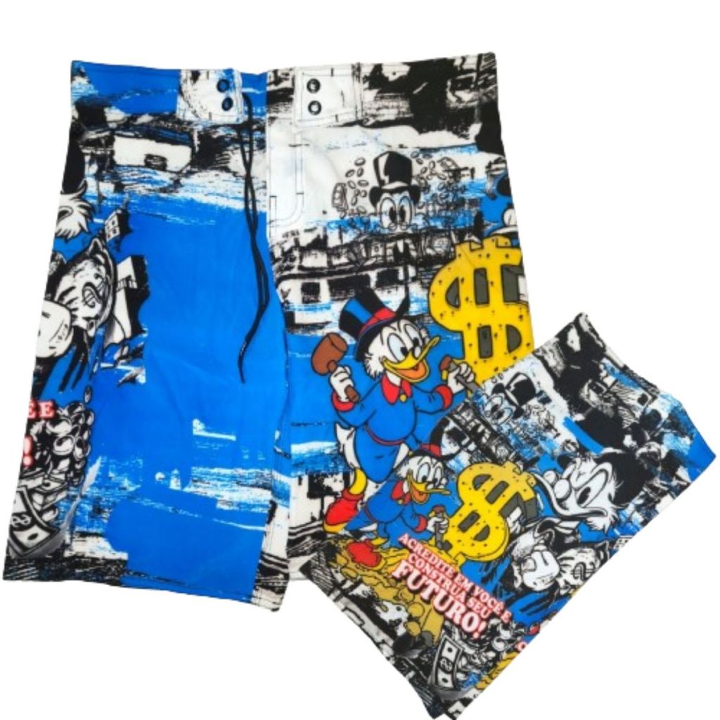 Bermuda De Quebrada Elastano Tio Patinhas Irmãos Metralha Short ...