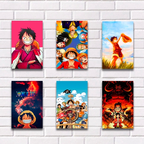 Quadro Mosaico Placa Decorativa Anime One Piece Luffy Nami Robin Usoop Desenho Modular Collection Vintage Otaku Gamer Cultura Pop Infantil Criança Presente Unidade