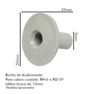 Bucha de Passagem Bucha de Acabamento Para Cabos Coaxial de Alarmes Fios Elétricos e Cabo PP