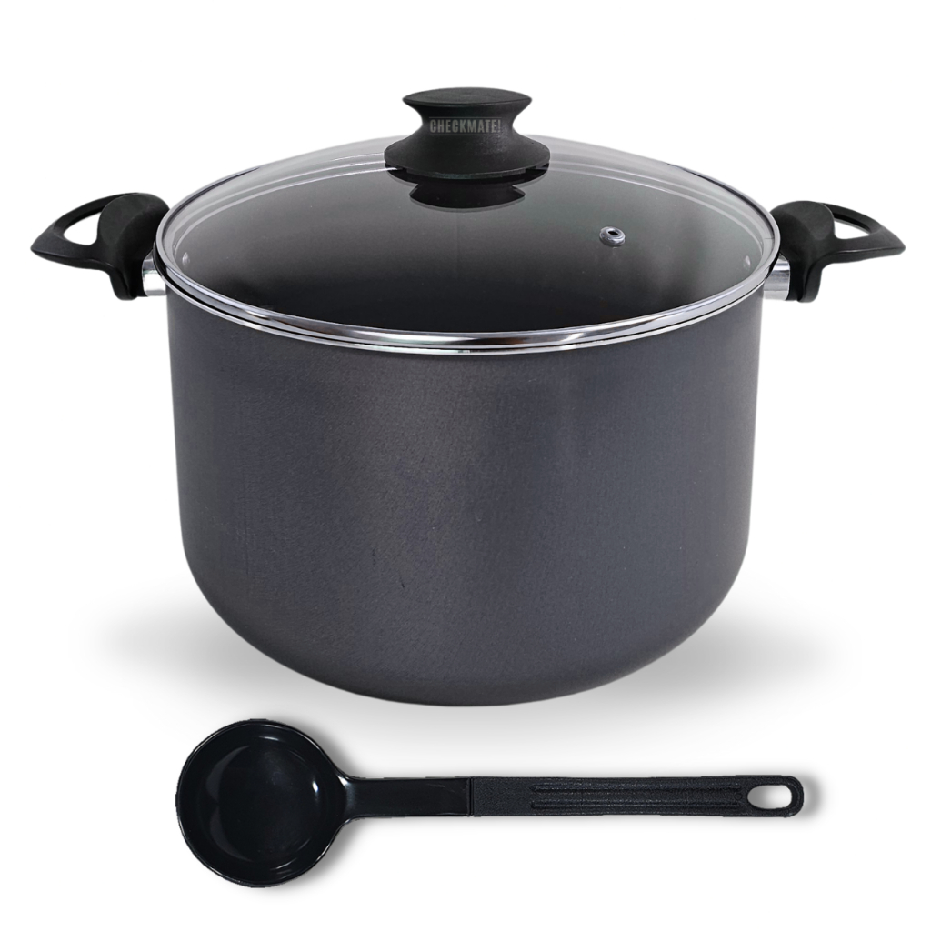 Caldeirão 26 cm GIGANTE Com Tampa de Vidro Antiaderente Com 5 Camadas De Teflon Cor Preto Grafite