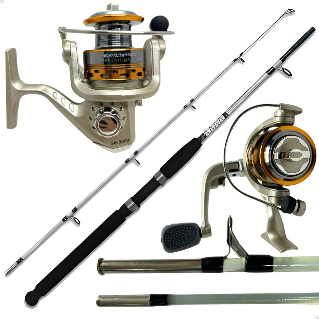 Kit De Pesca 15 Kg Vara Maciça 1,6m + Molinete 3000 Alumínio