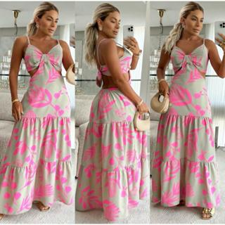 Vestido Feminino Inspiração Farm Longo Costas Abertas