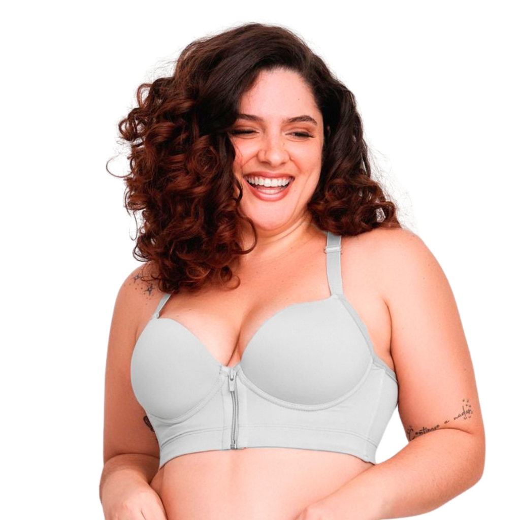 Sutiã Com Fecho Frontal Zíper Plus Size Costas Nadador Vi Lingerie