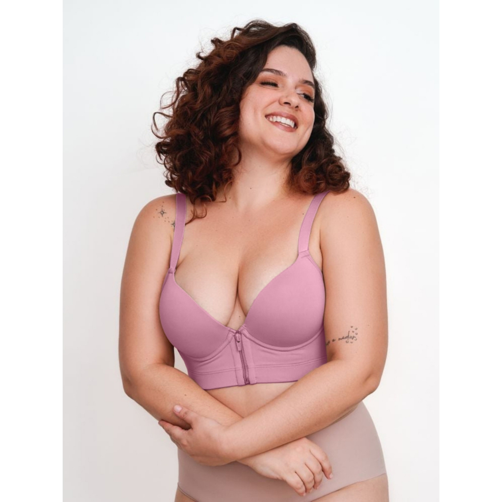 swimmyページ (*ˊ˘ˋ*) Sutiã Com Fecho Frontal Zíper Plus Size Costas Nadador Vi Lingerie