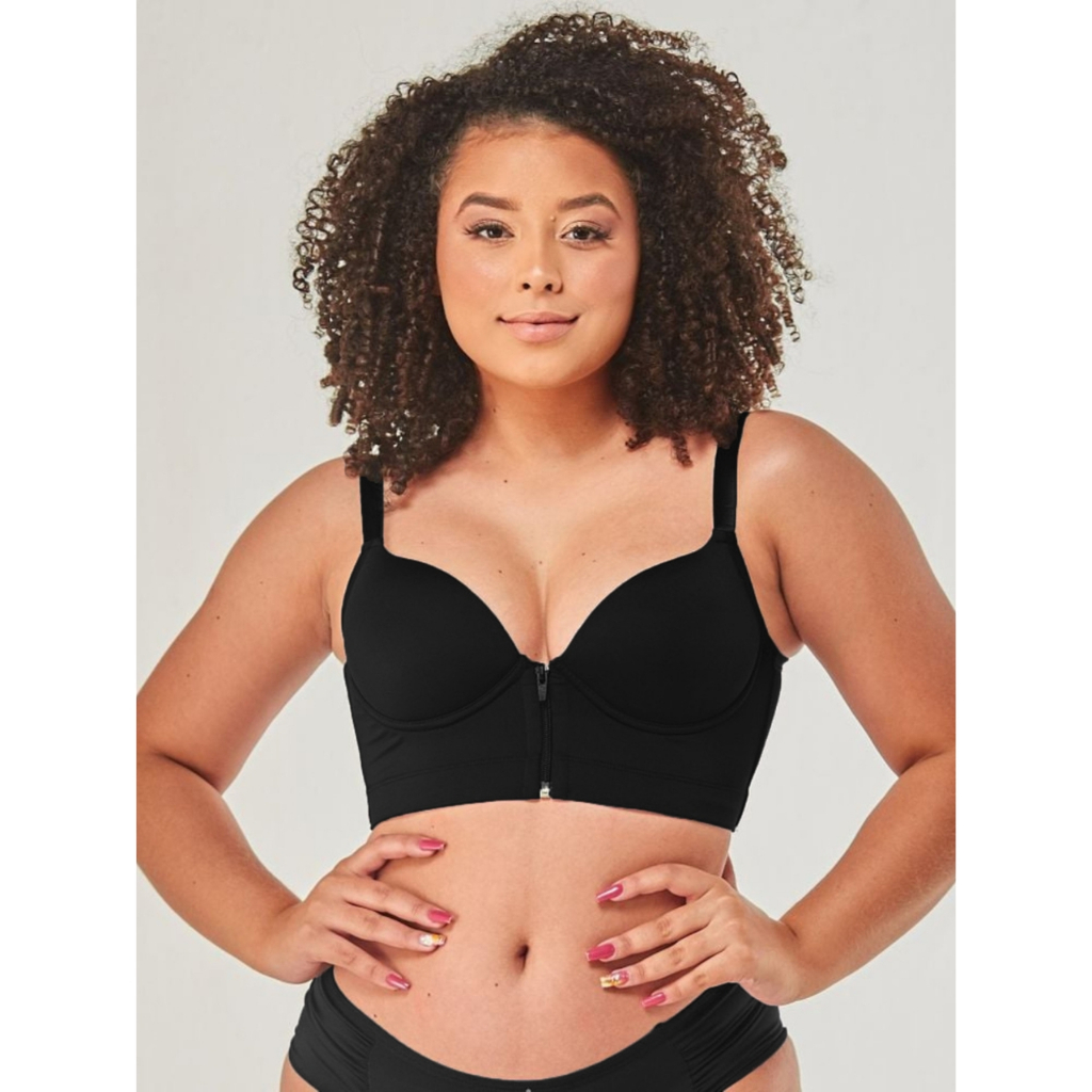 Sutiã Com Fecho Frontal Zíper Plus Size Costas Nadador Vi Lingerie