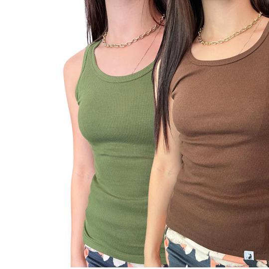 Kit 2 Regatas Femininas de Ribana Blogueirinha Cores Sortidas