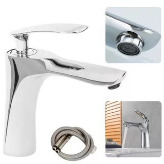 Torneira Banheiro Monocomando Misturador para Bancada (Mesa) em Latão Cromada Modelo Twister Lavatorio Gourmet Luxo Água Quente e Fria ou Somente Fria