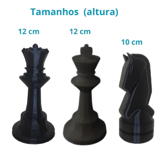 Kit Xadrez 3 Peças Rainha Rei Cavalo Decorativo Feito em Impressão 3D