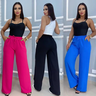 Calça pantalona duna com elástico na cintura