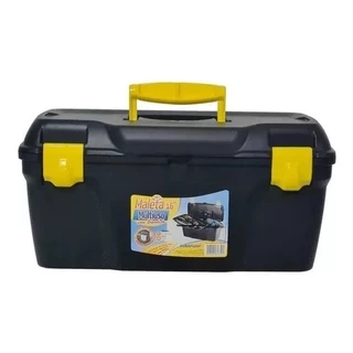 Maleta De Ferramentas Utilidades Com Bandeja Organizador 16 Agraplast Cor Preta, ideal para ferramentas, pesca e camping