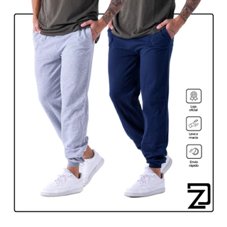 Kit 2 Calça Moletom Masculina Com Punho