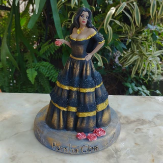 Pomba Gira Cigana Preta Dourada Pequena Exu Umbanda Candomblé 3D ABS