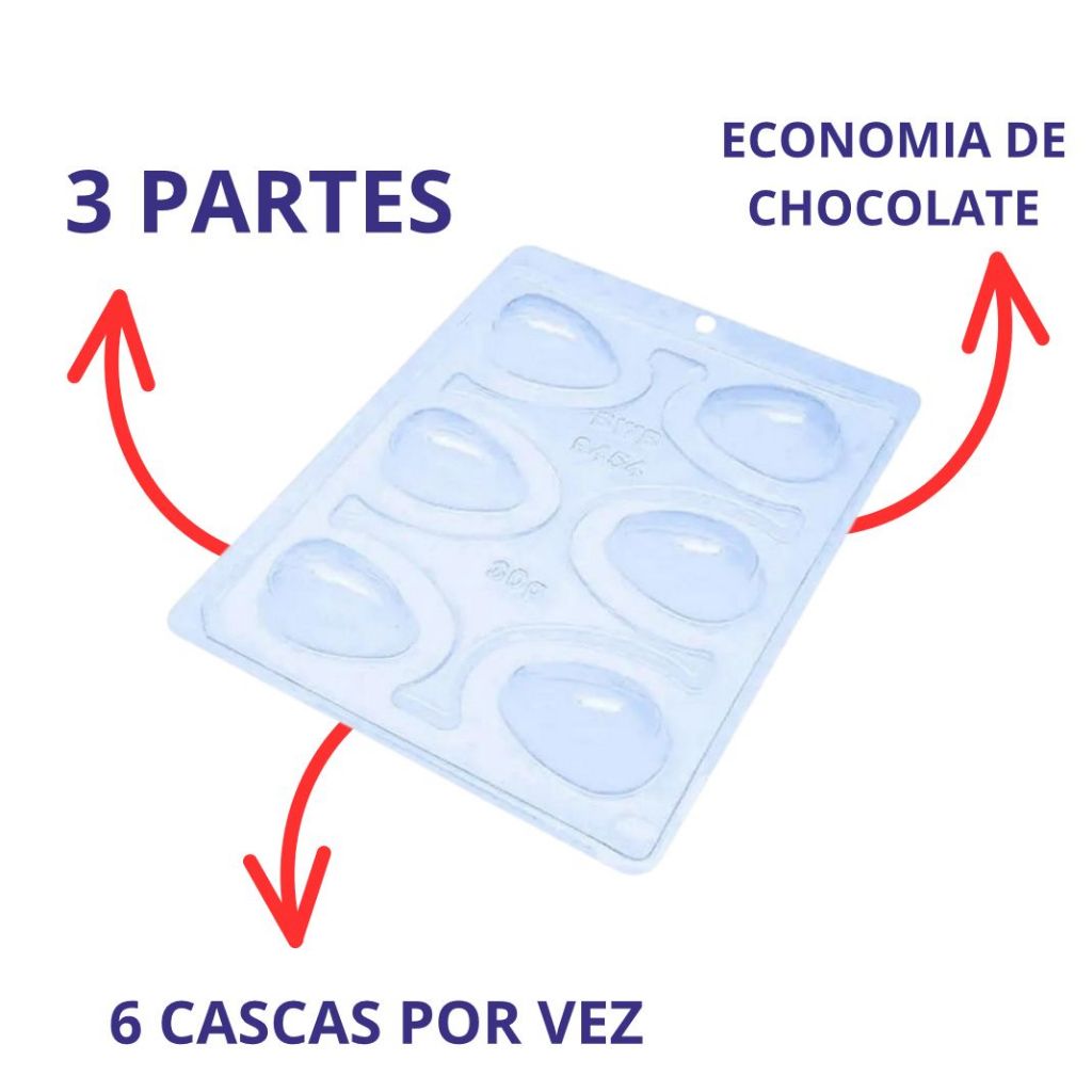 Forma BWB com Silicone (3 partes) Para Chocolate - Cód. 9454- Ovo Liso 30g. Páscoa