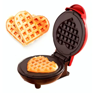 Mini Máquina de Waffles Elétrica Cozinha Casa Fazer Waffle Panquecas Automático Formato De Coração