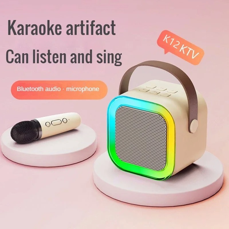 K12 Dual Microphone Karaoke Bluetooth Speaker RGB Light Two 5W Speakers ...