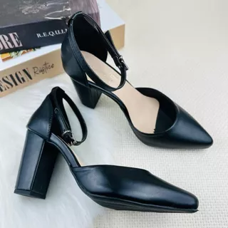 Scarpin Feminino Luxo Madame Salto Grosso Confortavel Preto,Caramelo,Nude,Branco